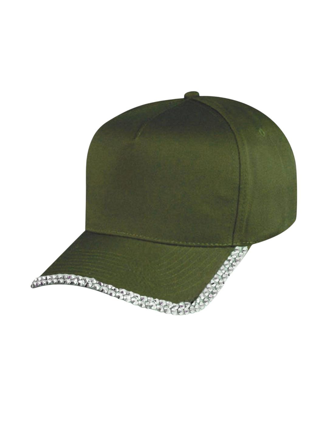 Trubliz Girls Green Embellished Cotton Visor Cap