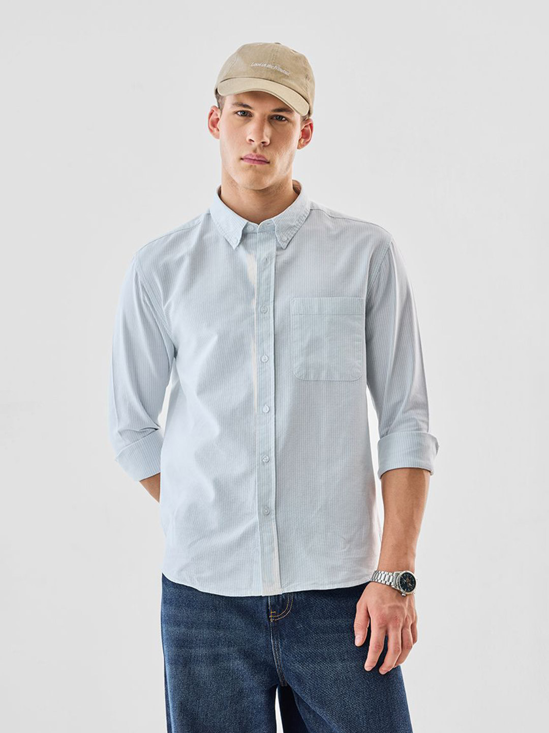 Snitch Multi Striped Button-Down Collar Pure Cotton Casual Shirt