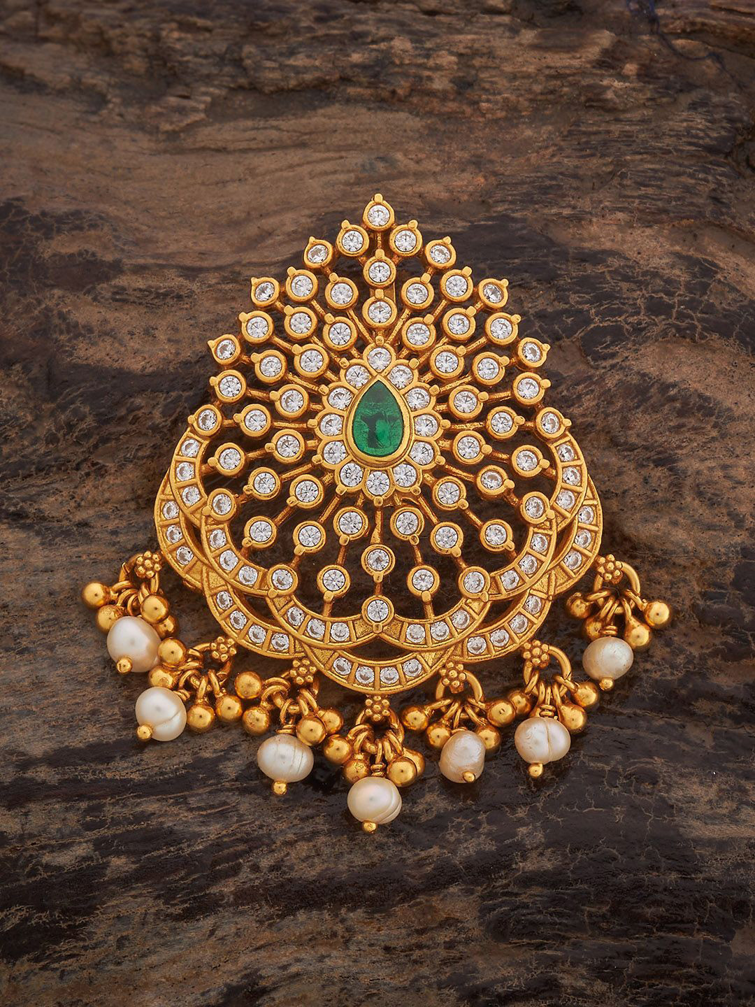 Kushal's Fashion Jewellery Embellished Bridal 92.5 Ruby Gold-Plated Contemporary Pendants