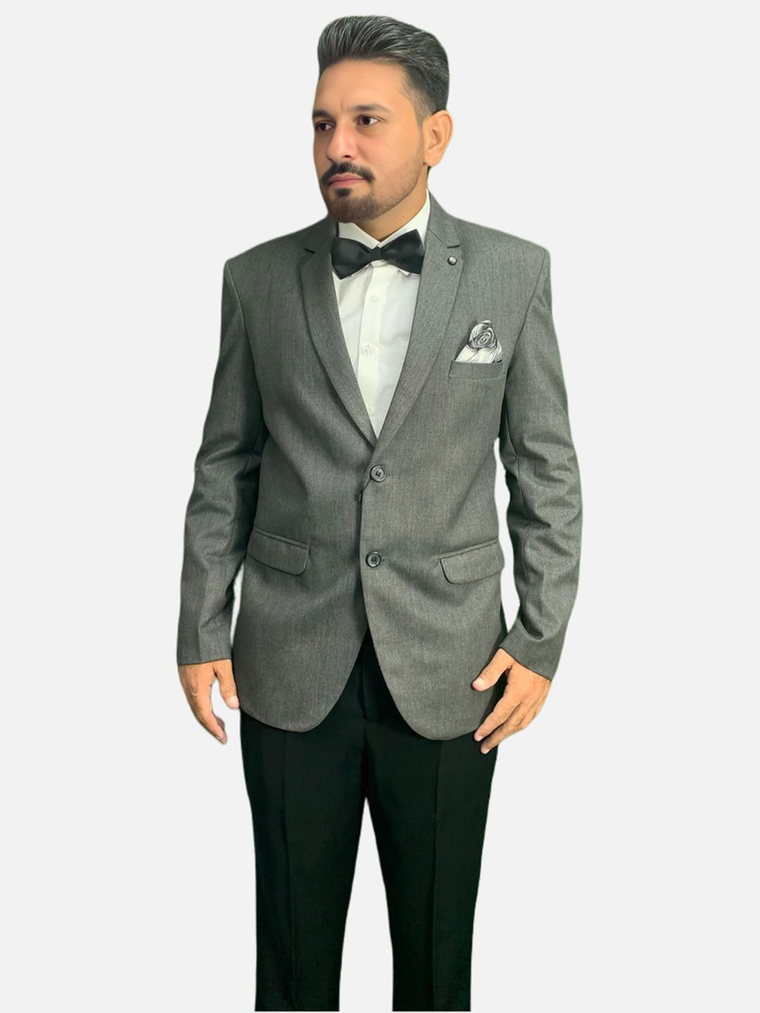 GARGIAN Master Cut Men Grey Polyester Blazers