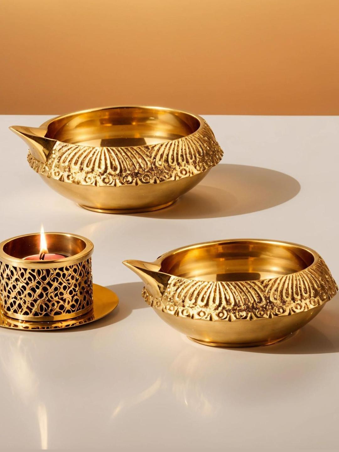 Myntra Elegant Homes Pack of 12 Brass Diya 50 Grams