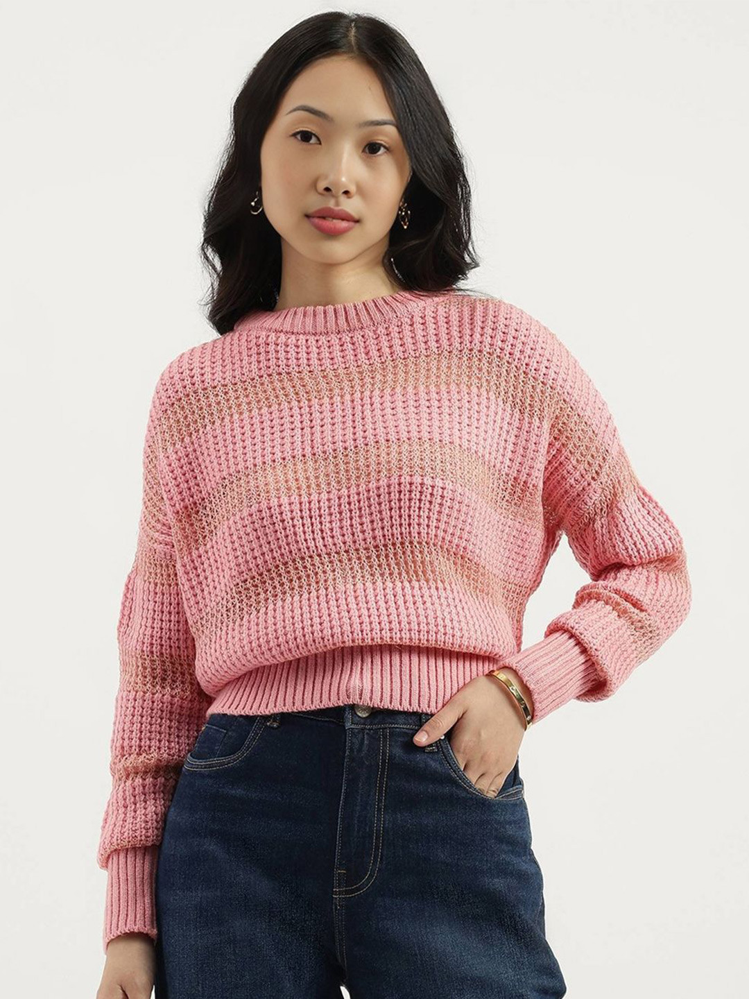 United Colors of Benetton Women Striped Boat Neck Pullover