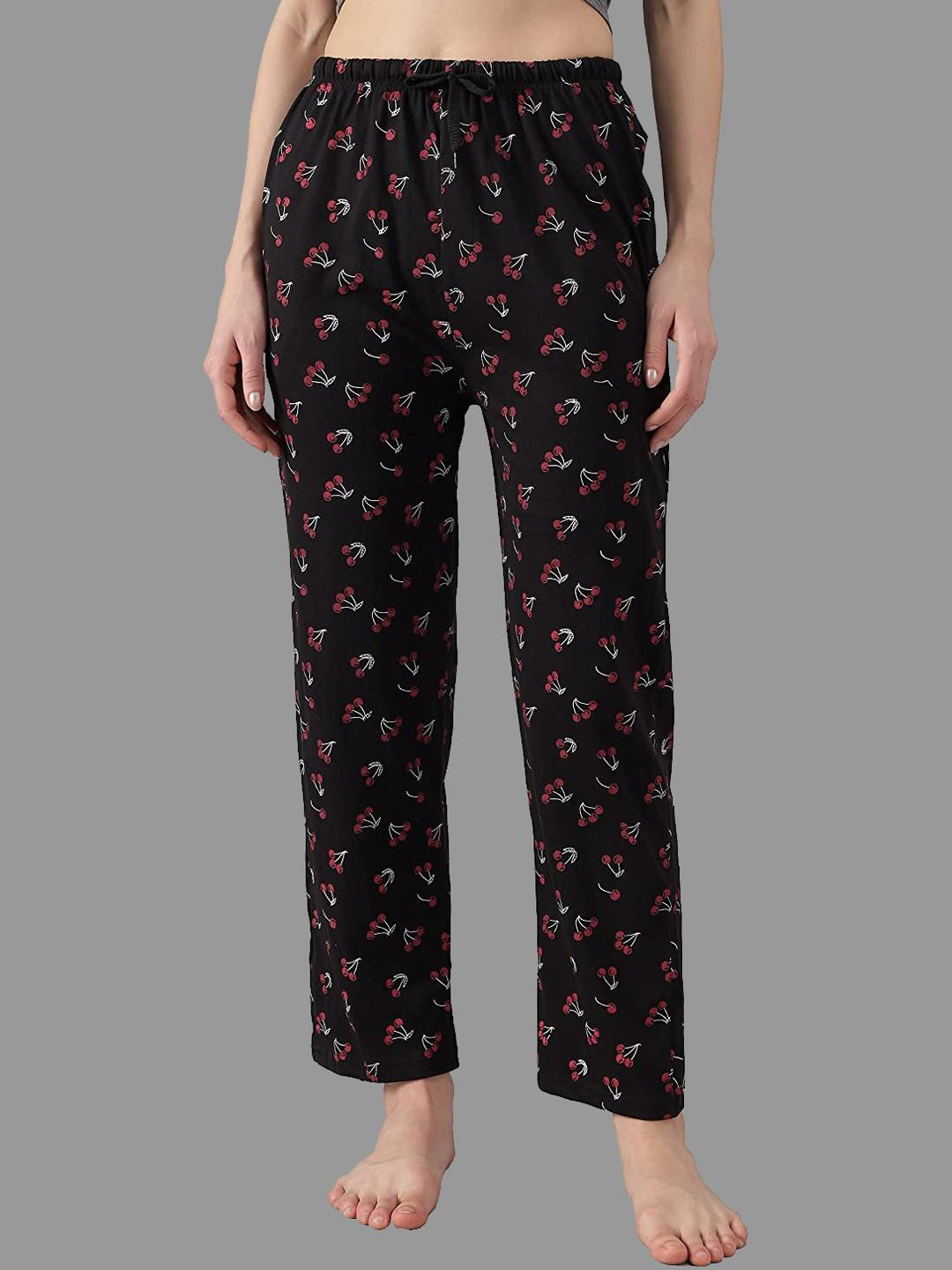 Women Pack Of 3 Printed Cotton Pyjama Pants with Side Pockets