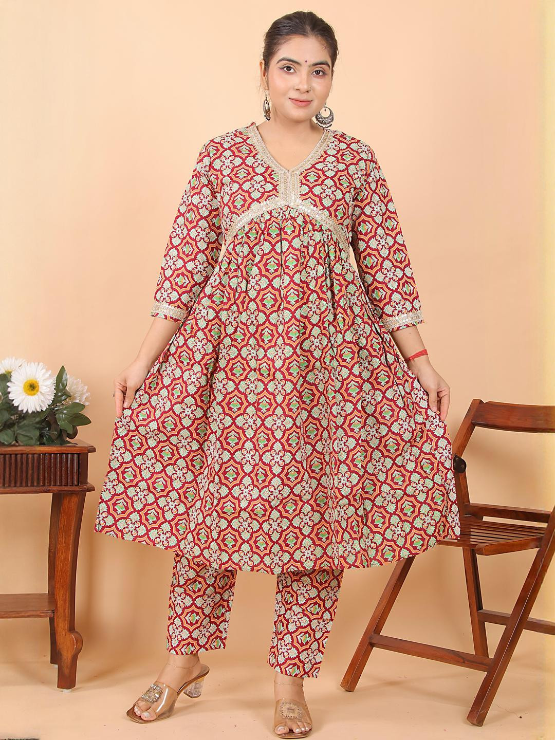 PARTH STYL FASHION Women Maroon Viscose Rayon Kurta Sets
