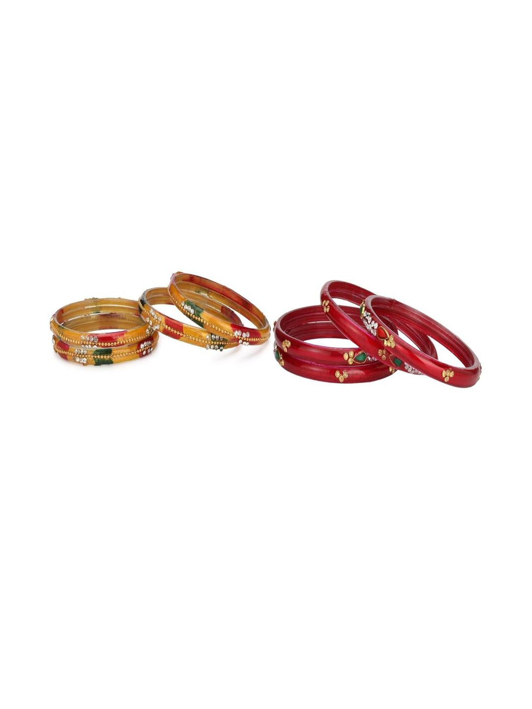 SOMIL Set Of 8 GlassArtificial Stones & Beads Bangles