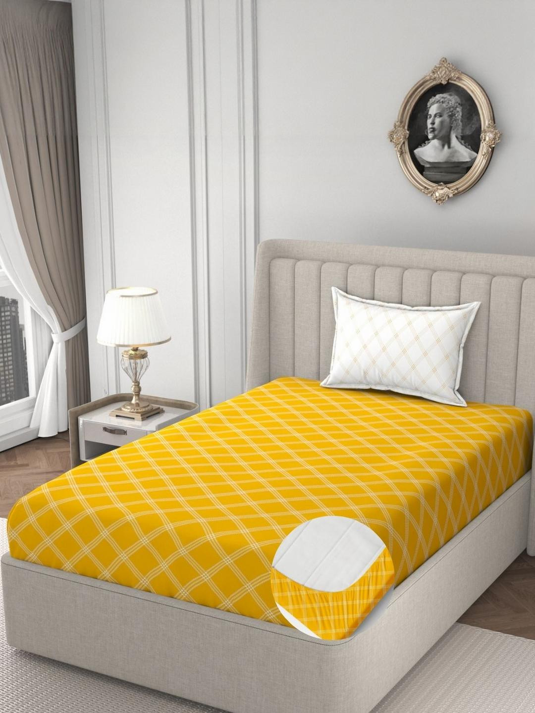 HIDECOR Super soft glace printed Single Bed Elastic Fitted bedsheet with 1 pillow cover