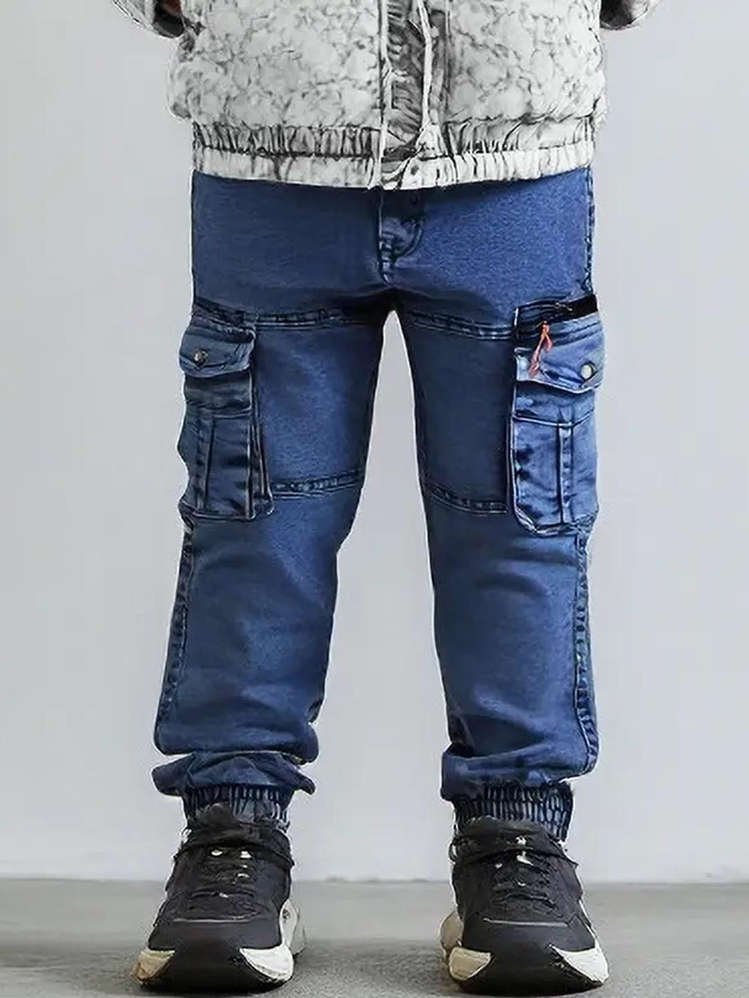 VERTICALS Boys Blue Regular Fit Cotton High-Rise Low Distress Light Fade Jeans