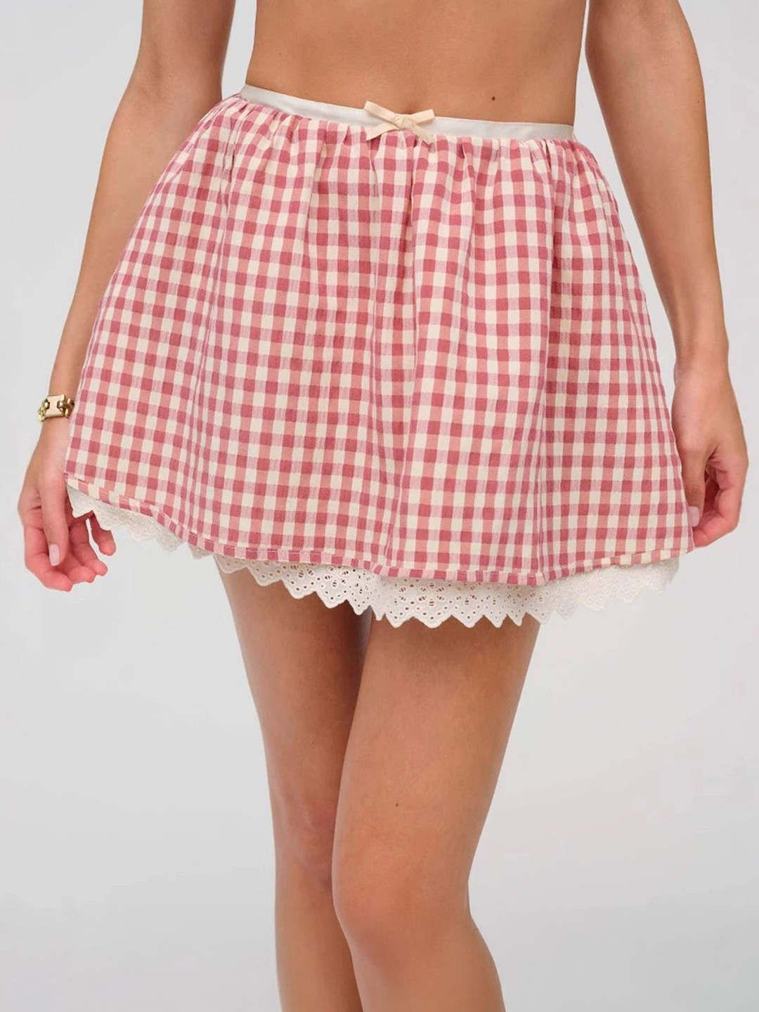 LULU & SKY Gingham Checked Skorts Mini Skirt