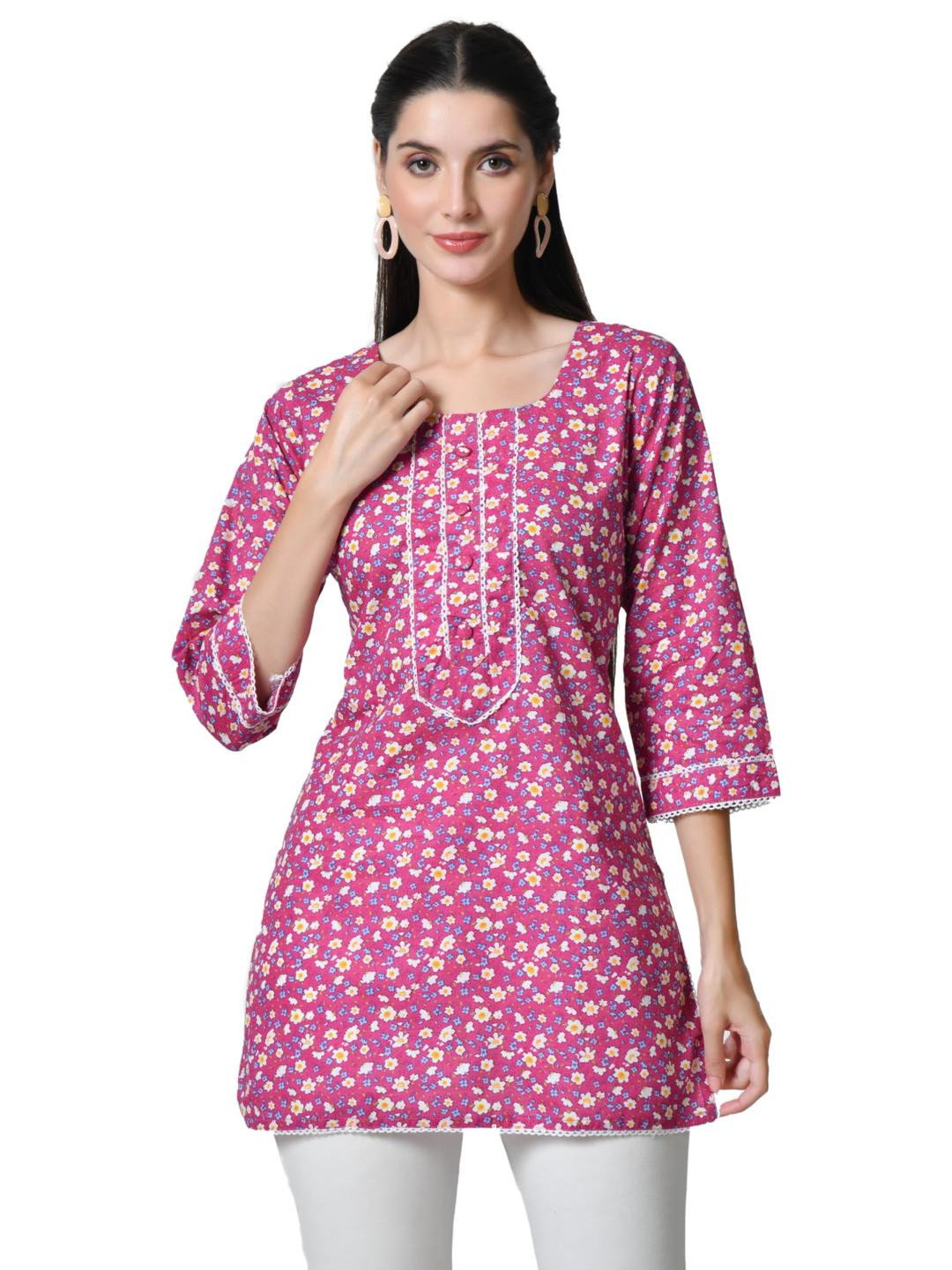 LIBOZA Women Purple Cotton Kurtas
