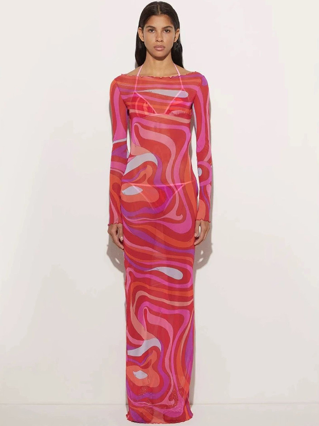 LULU & SKY Abstract Printed Boat Neck Swim Cover-Up Top