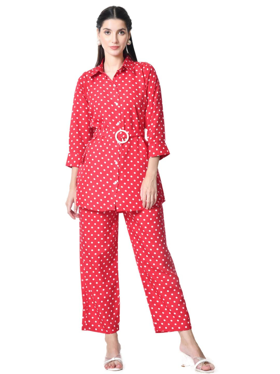 LIBOZA Women Red Co-Ord Dress Set