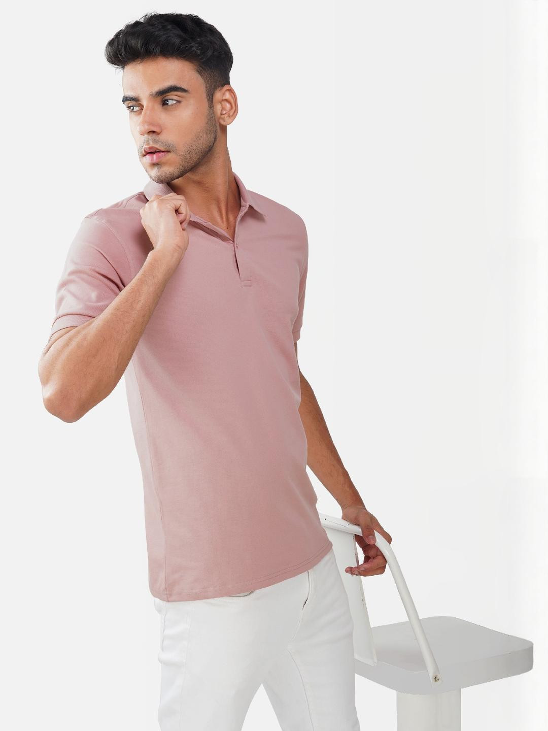 Peach Premium Cotton Polo T-shirt