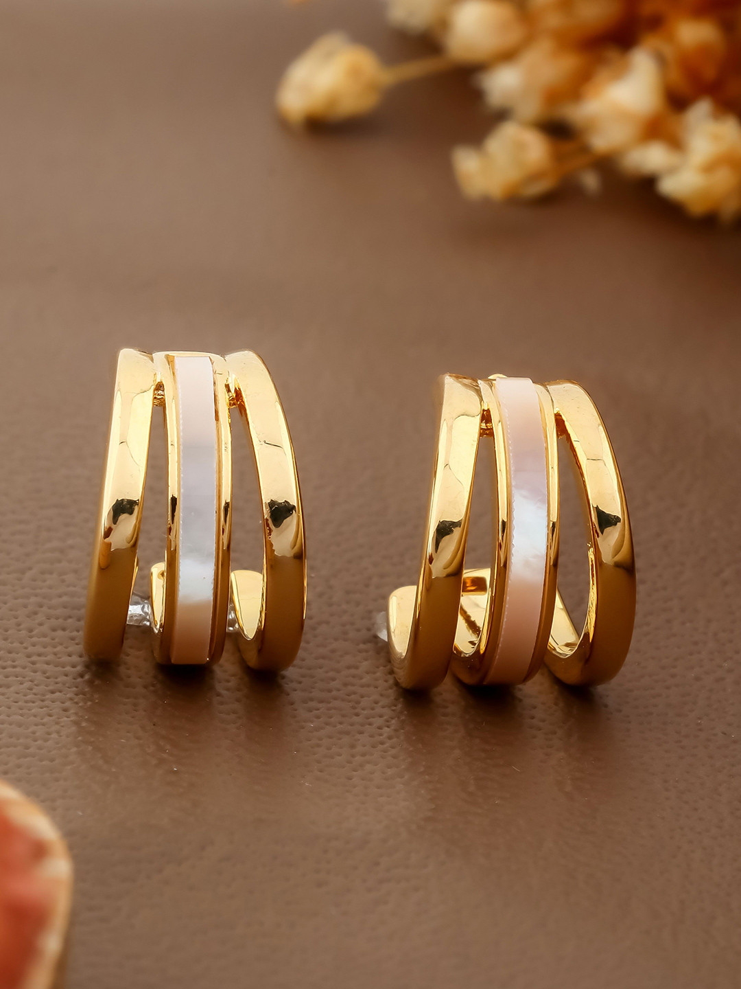 QUERALT Brass-Plated Stainless Steel Semi Circular Shaped Half Hoop Earrings