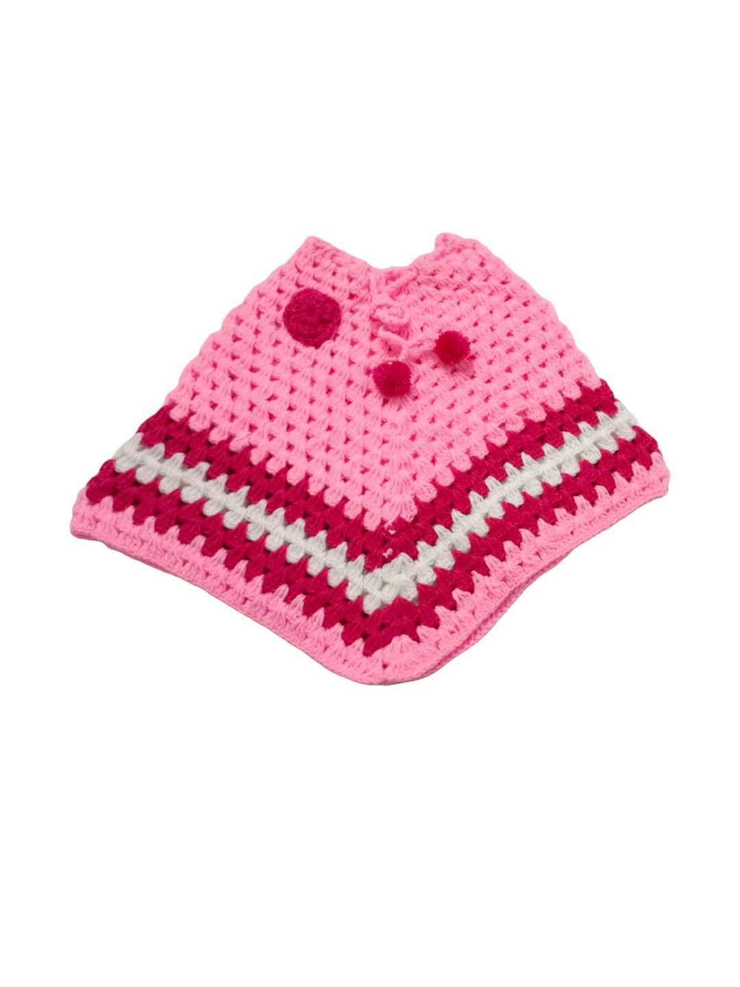 Cute Collection Girls Striped Woollen Crop Poncho