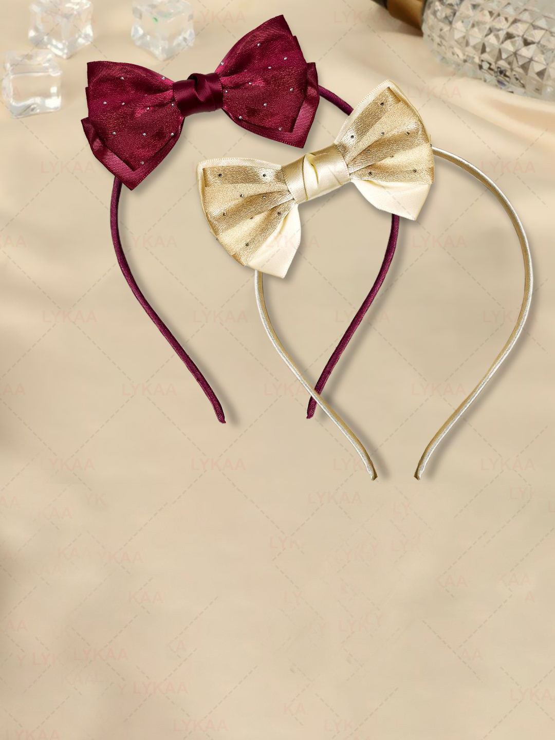 LYKAA Women Set of 2 Satin Bow Hairband