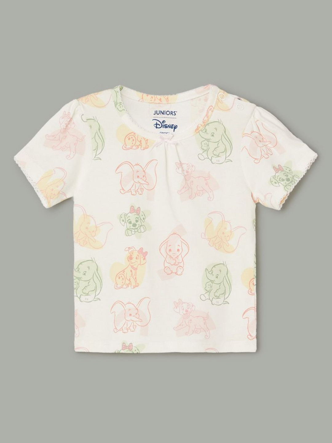 Juniors by Lifestyle Girls Set Of 2 Dumbo-Printed Round Neck Pure Cotton T-Shirts