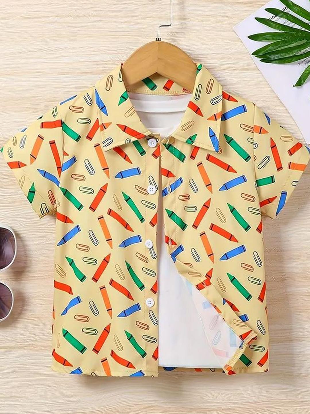 SHREE VANKIYA HANUMANJI FASHION Kids Conversational Printed Cotton Casual Shirt
