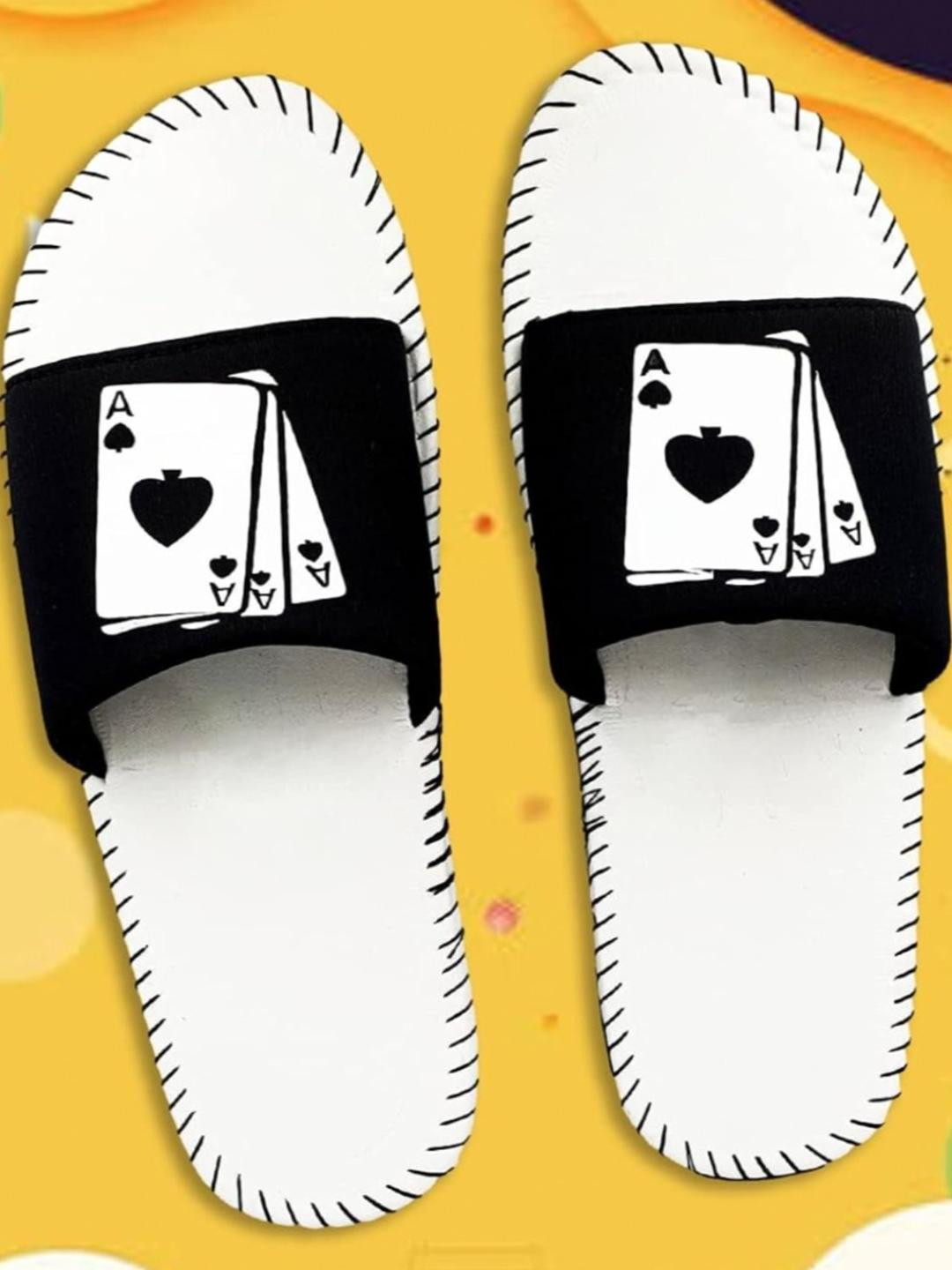 LIFA TRADERS Men Cards Printed Casual Sliders