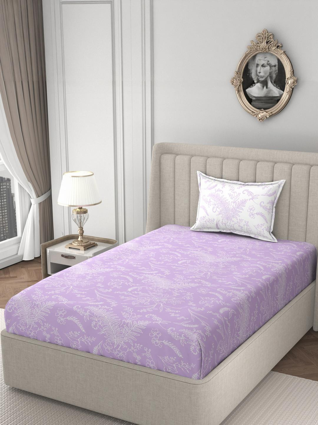 HIDECOR Super soft glace cotton printed Single Bed bedsheet with 1 pillow cover(