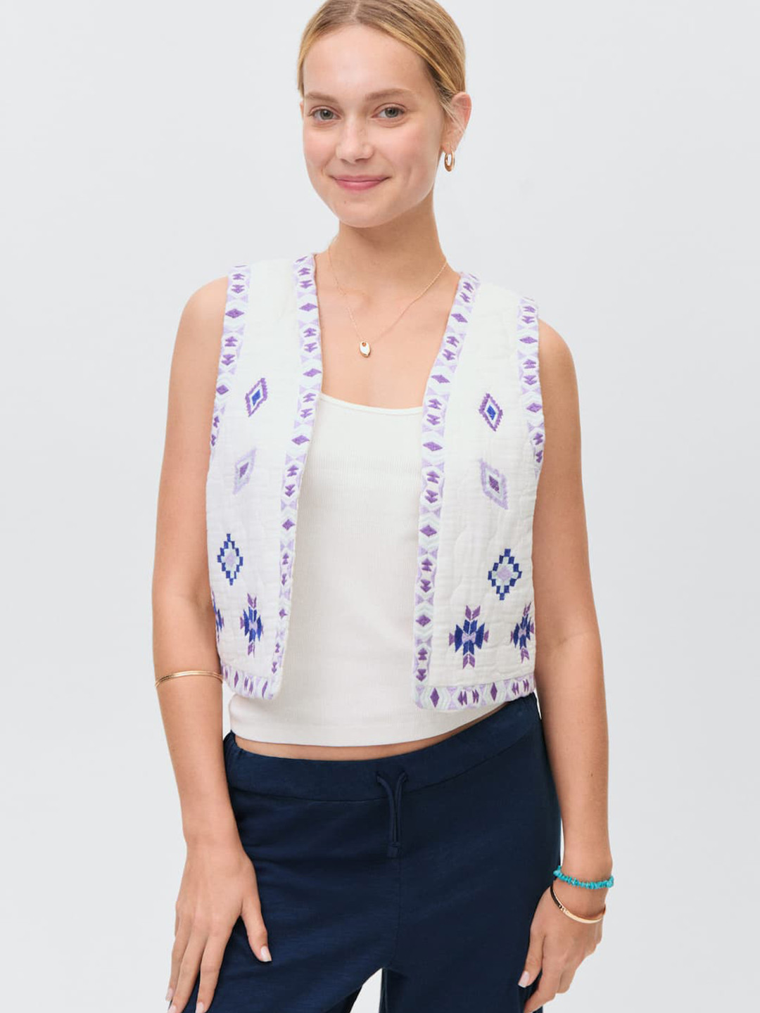 MANGO Women Parallel Wide Leg Pure Cotton Trousers