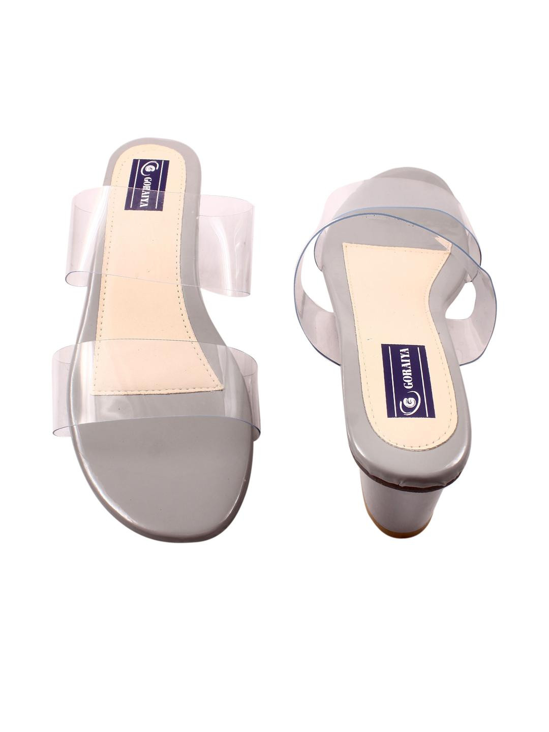 GORAIYA PU Grey Block Sandals