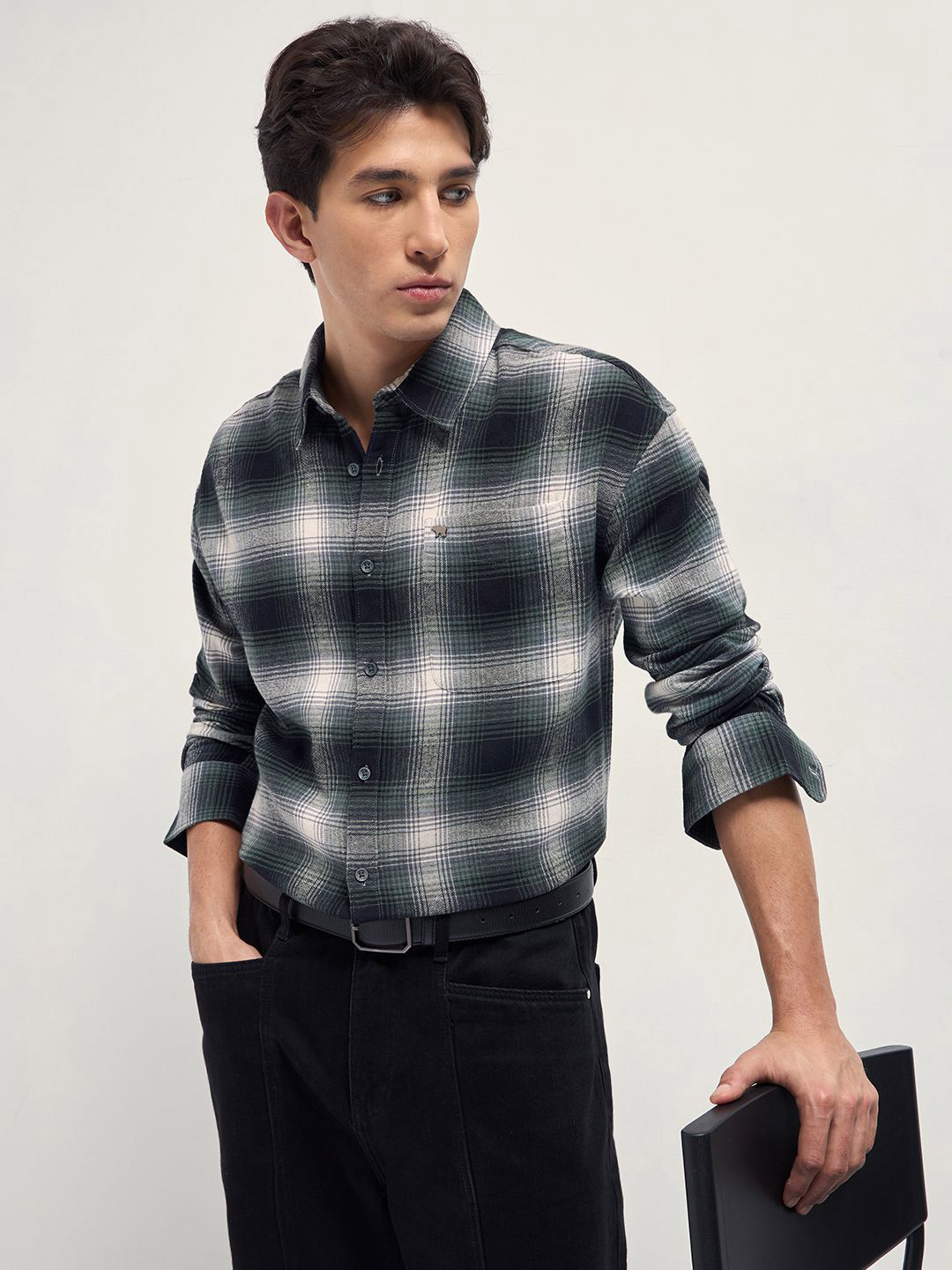 THE BEAR HOUSE Flannel Checked Relaxed Fit Pure Cotton Casual Shirt