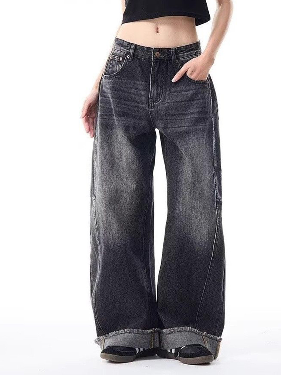 StyleCast x Revolte Women Regular Fit Low-Rise Dark Fade Jeans