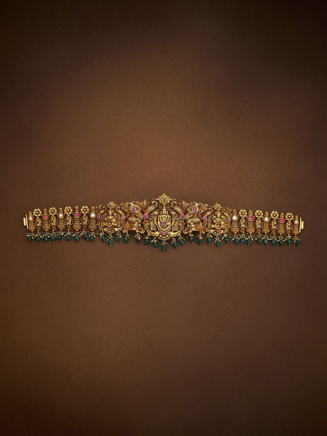 Kushal's Fashion Jewellery Embellished Bridal 92.5 Silver Gold-Plated Stone Waist Chain