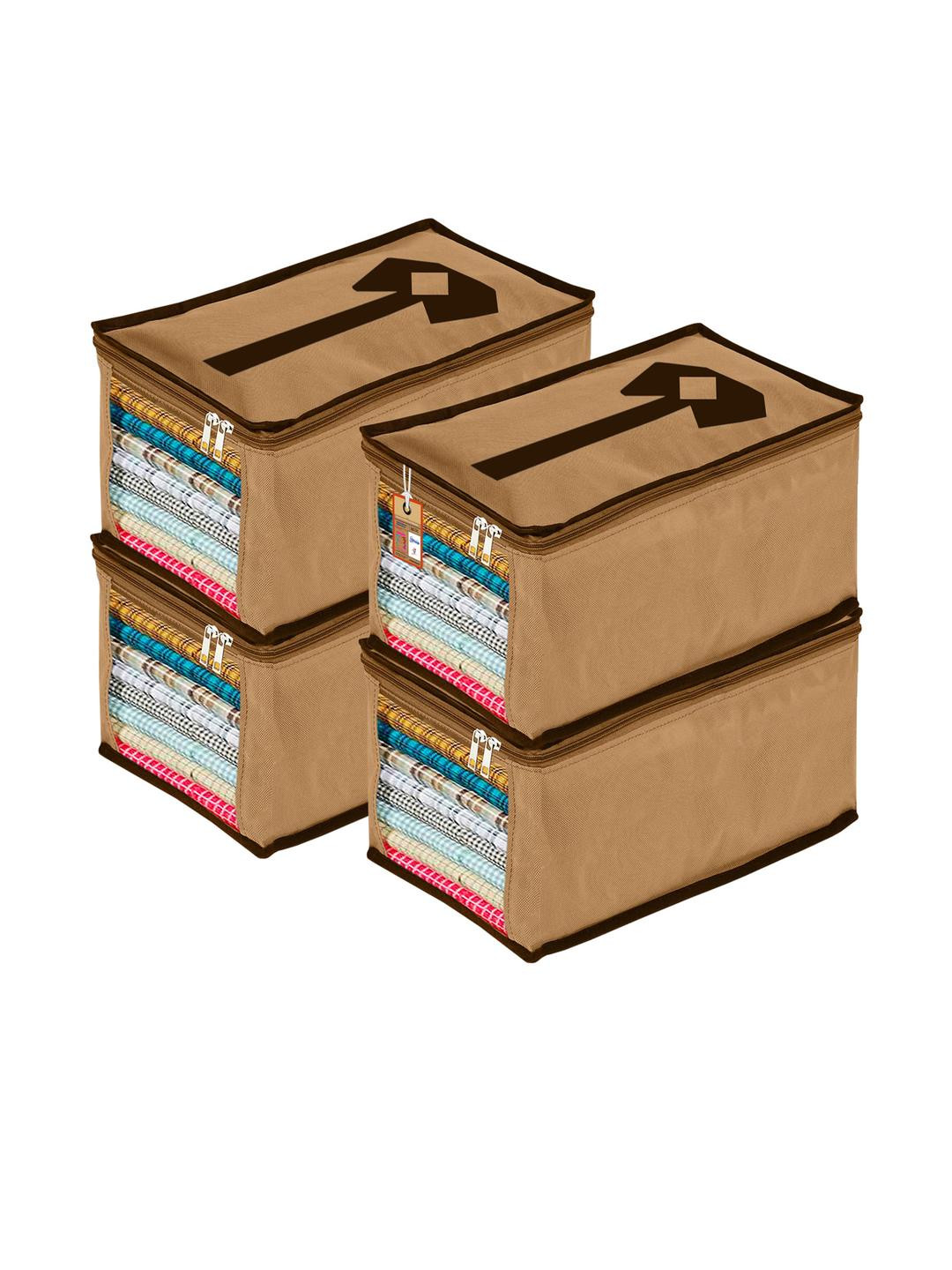 atorakushon Set of 4 Brown Drawer wardrobe Organizers For Clothes Storage Bags