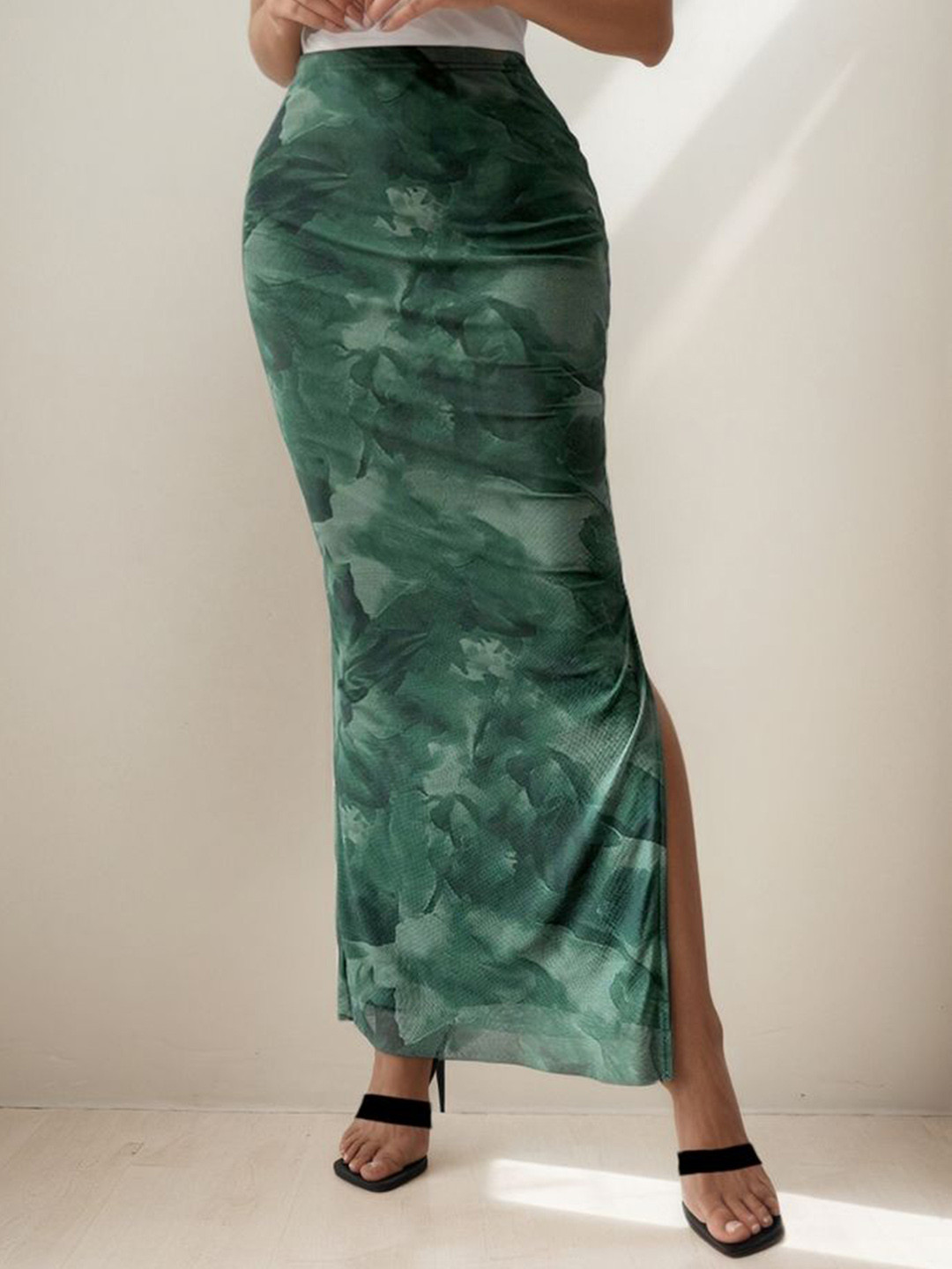 LULU & SKY Women Printed Side Slit Straight Maxi Skirts