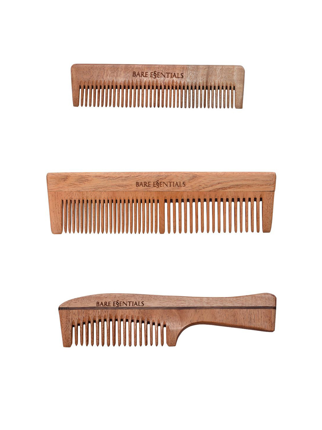 bare essentials Set Of 3 Neem Wooden Combs