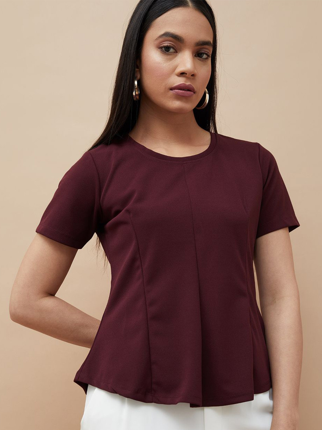 CODE by Lifestyle Women Round Neck Gathered or Pleated Top