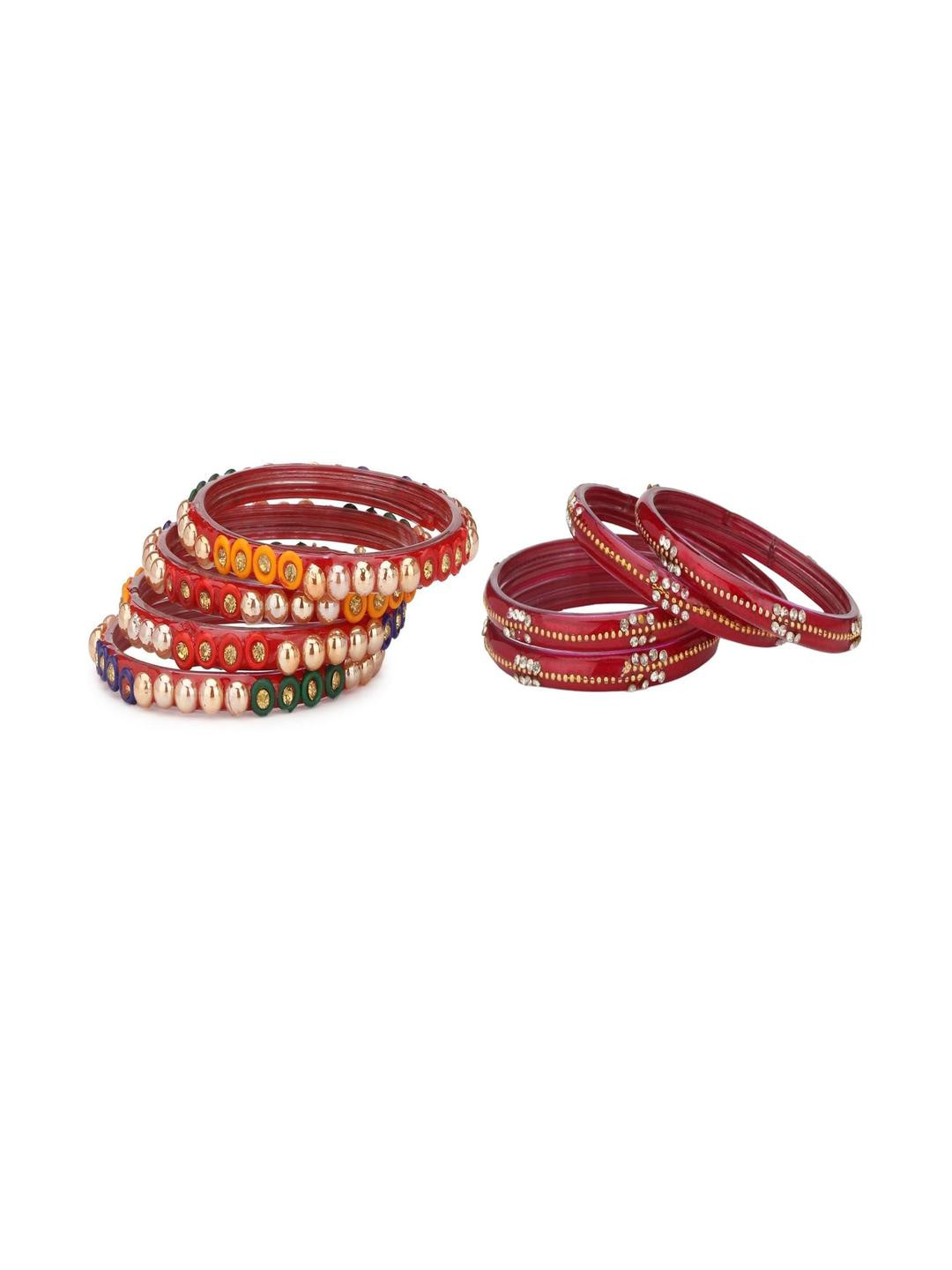 SOMIL Combo of 2 Red & Multi Colored Ethnic Handcrafted Traditional Bangles