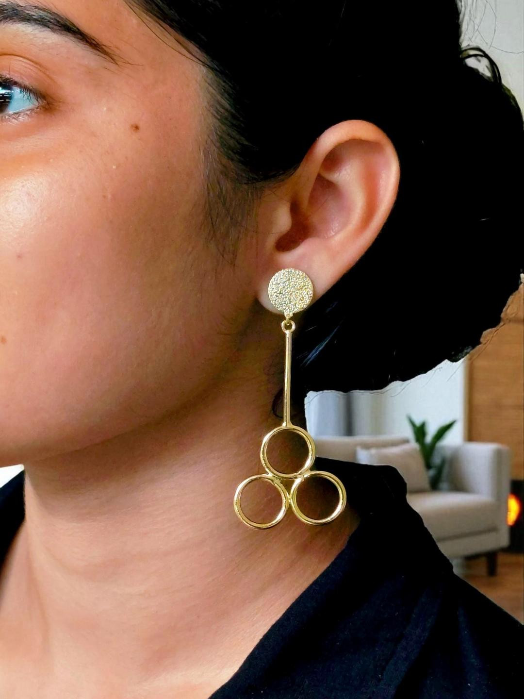 D9creation Women Gold-Plated Drop Earrings