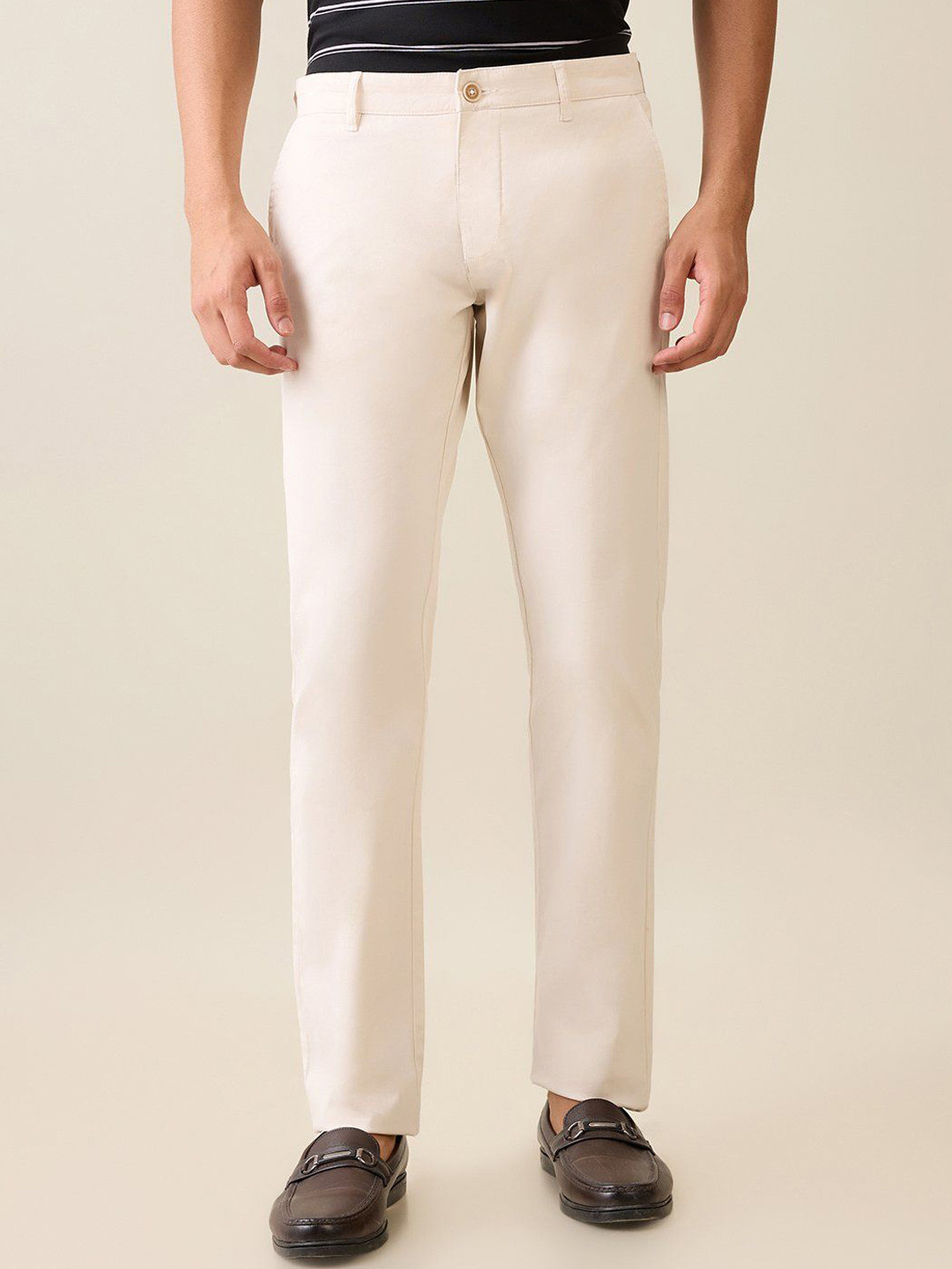 Parx Men Smart Tapered Fit Mid-Rise Trousers