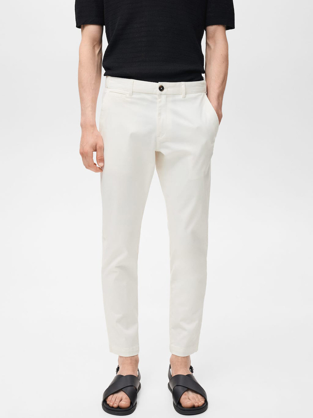 MANGO MAN Tapered Fit Chinos Cropped Trousers
