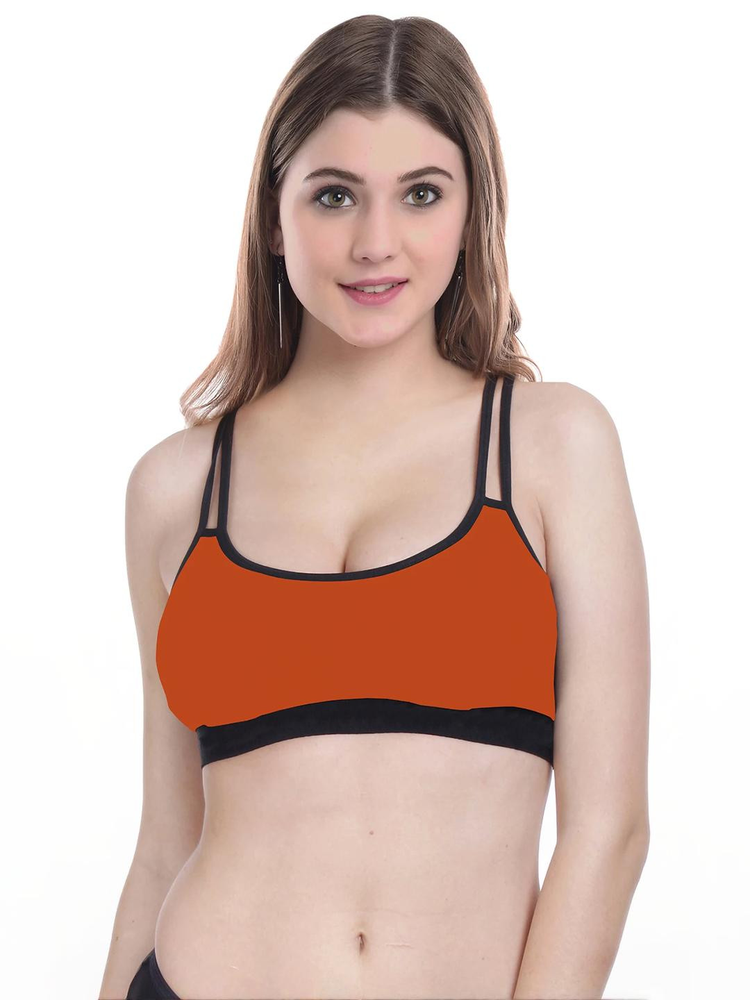 Samvar Orange Cotton Non-Wired Non Padded Minimizer Bra