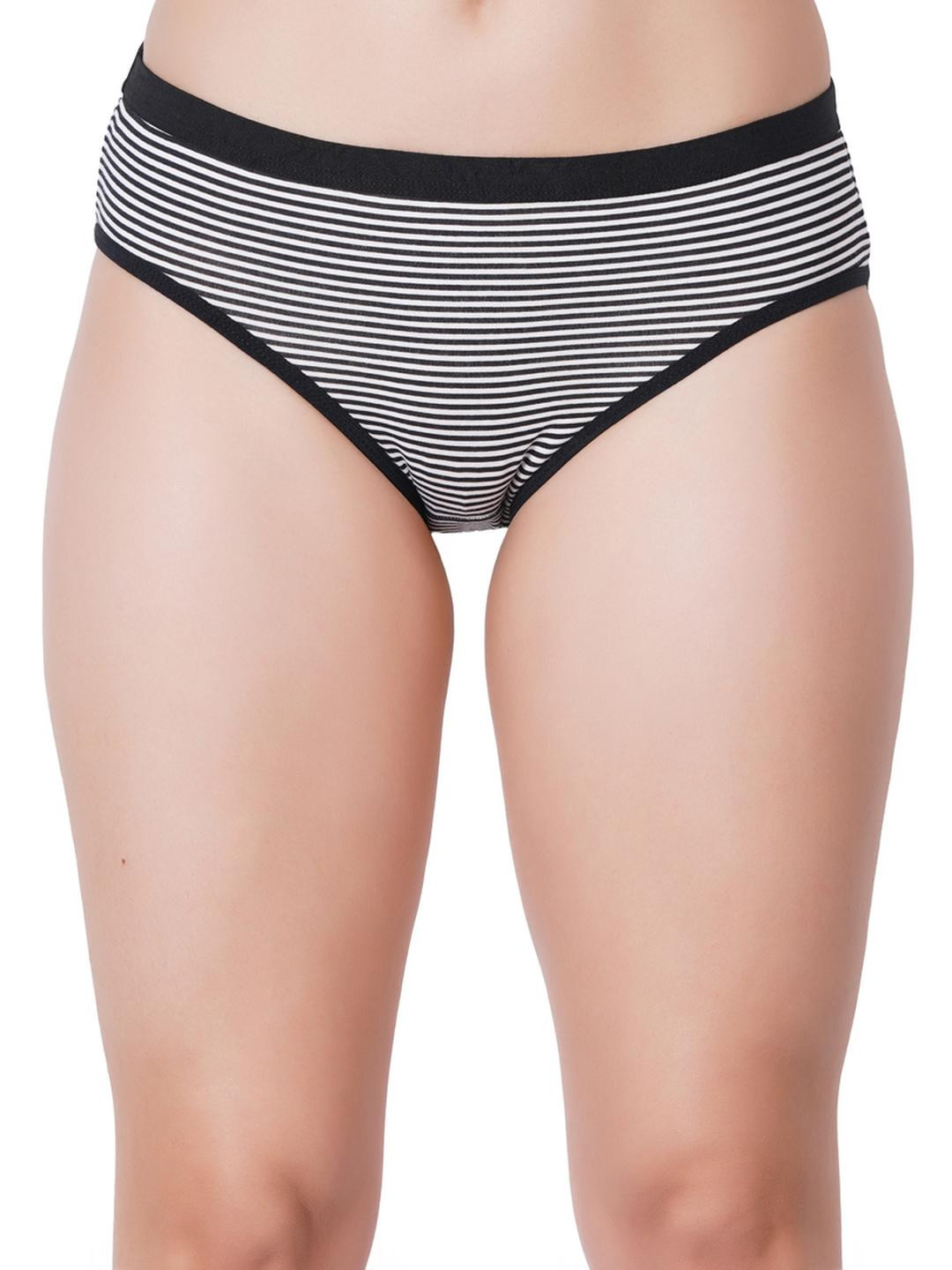STYLE ACCORD Women Black& White Striped Printed Brief
