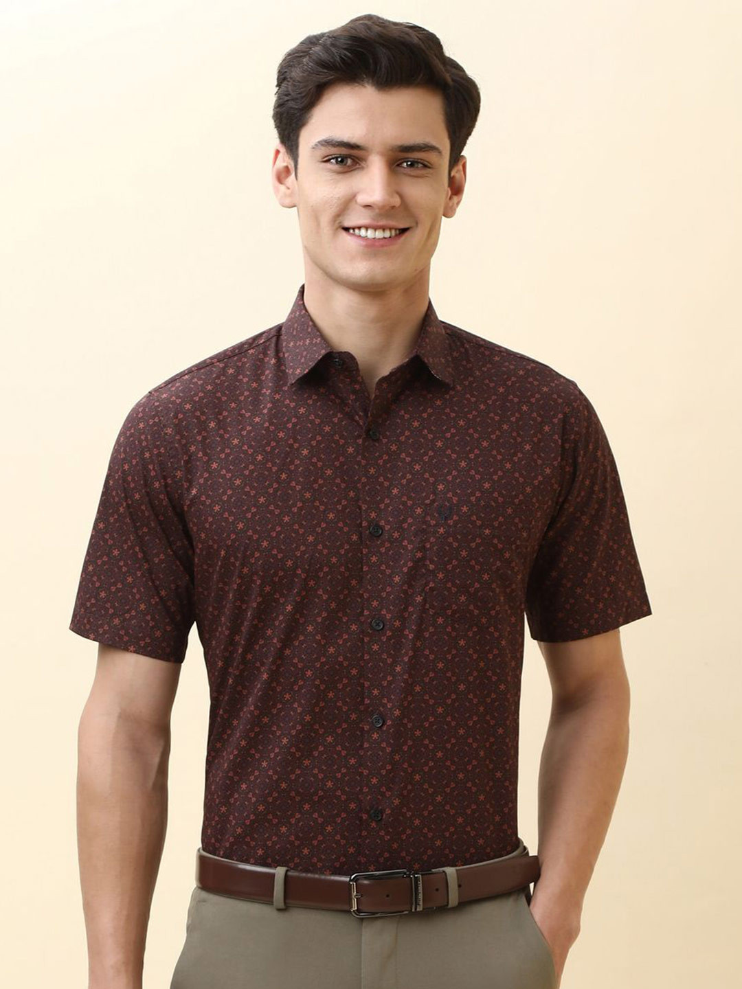 Allen Solly Slim Fit Floral Printed Pure Cotton Formal Shirt
