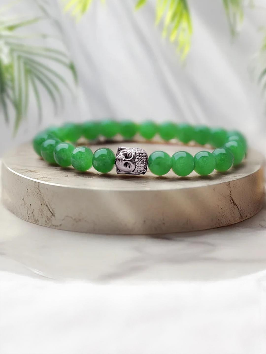 SENROAR Unisex Green Agate Bracelet