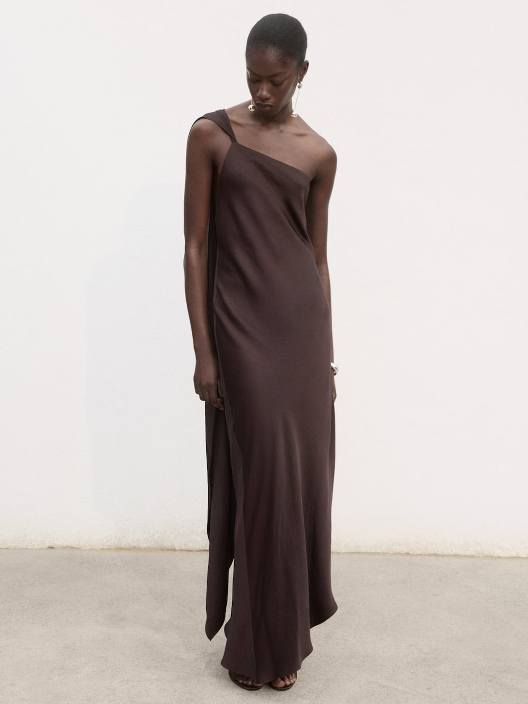 MANGO Draped Asymmetric Styled Back Dress