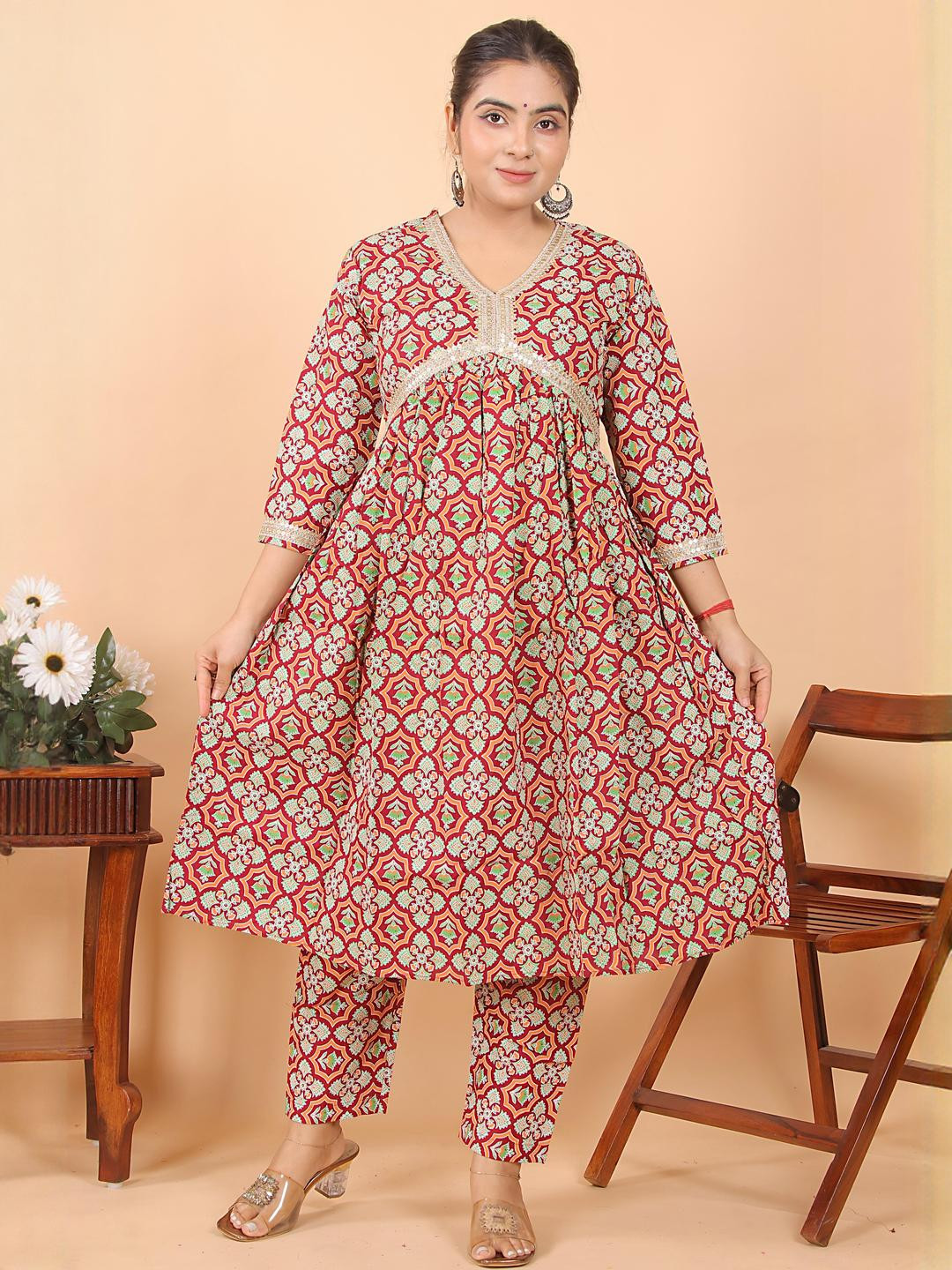 PARTH STYL FASHION Women Maroon Viscose Rayon Kurta Sets