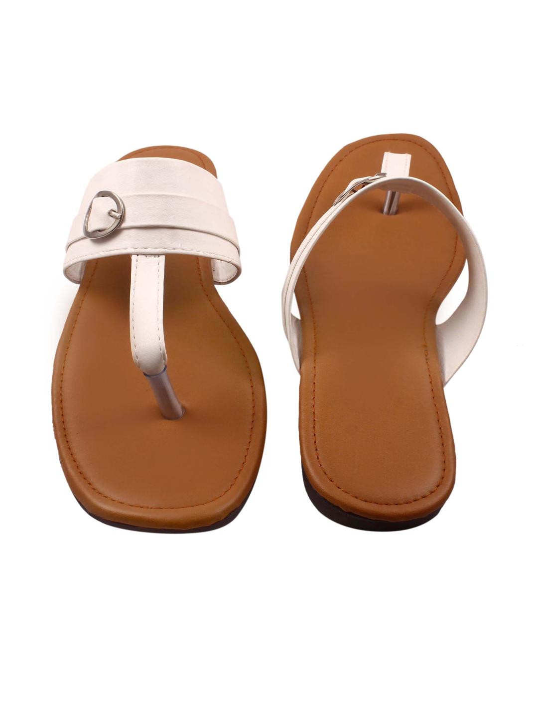 GORAIYA Women One Toe Leather Flats