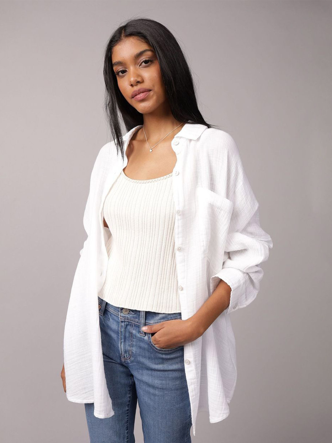 AMERICAN EAGLE OUTFITTERS Women Cotton Oversized Shirt