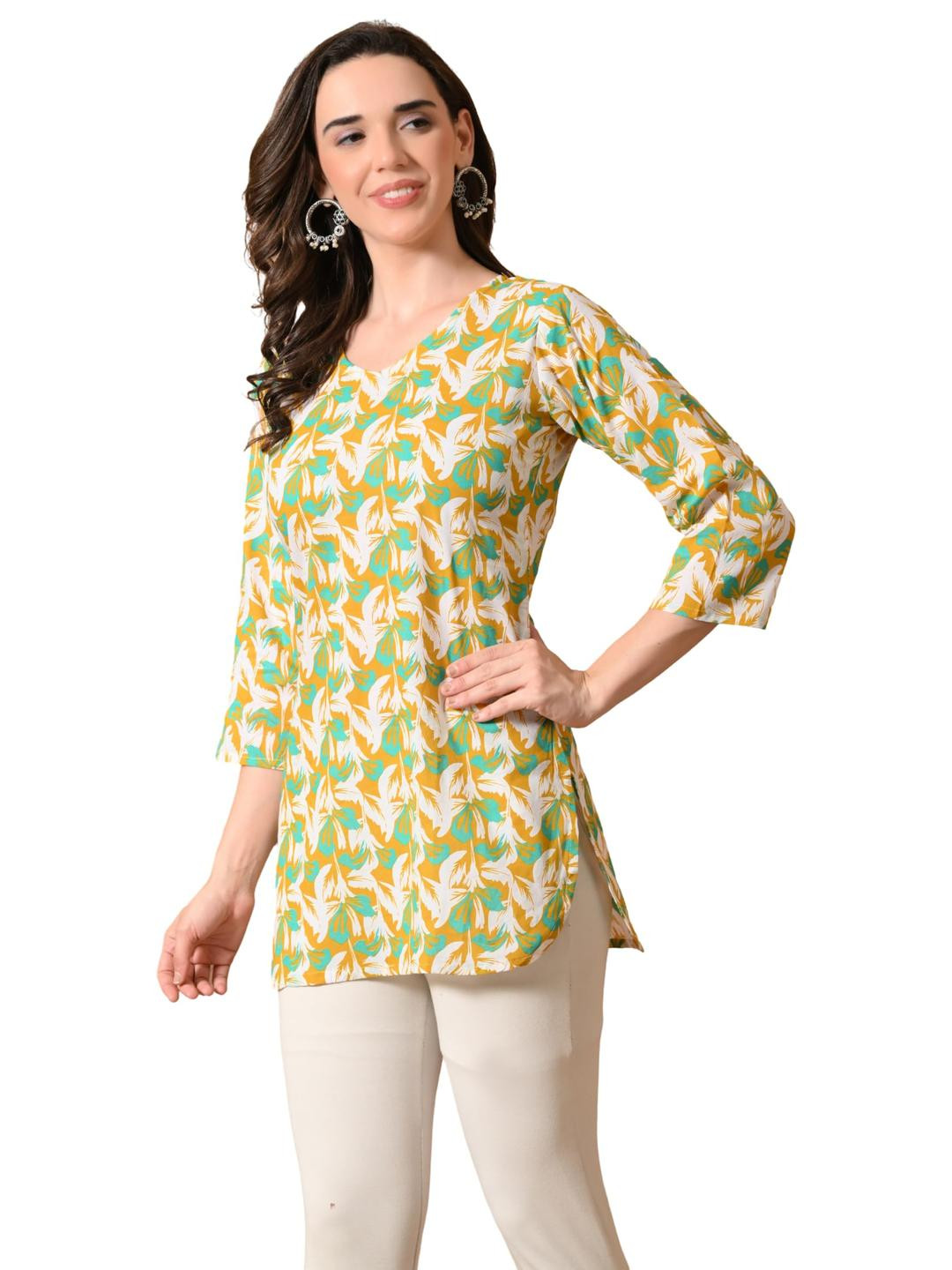 LIBOZA Women Yellow Cotton Kurtas