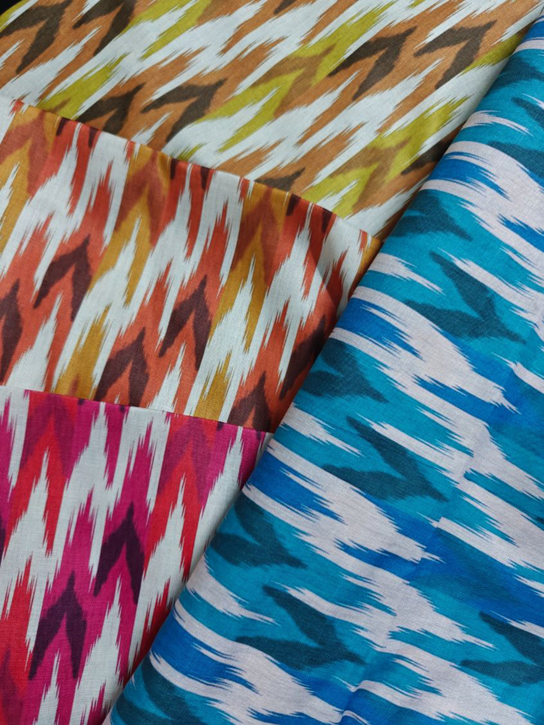 NK Textiles Abstract Printed Ikat Unstitched Dress Material