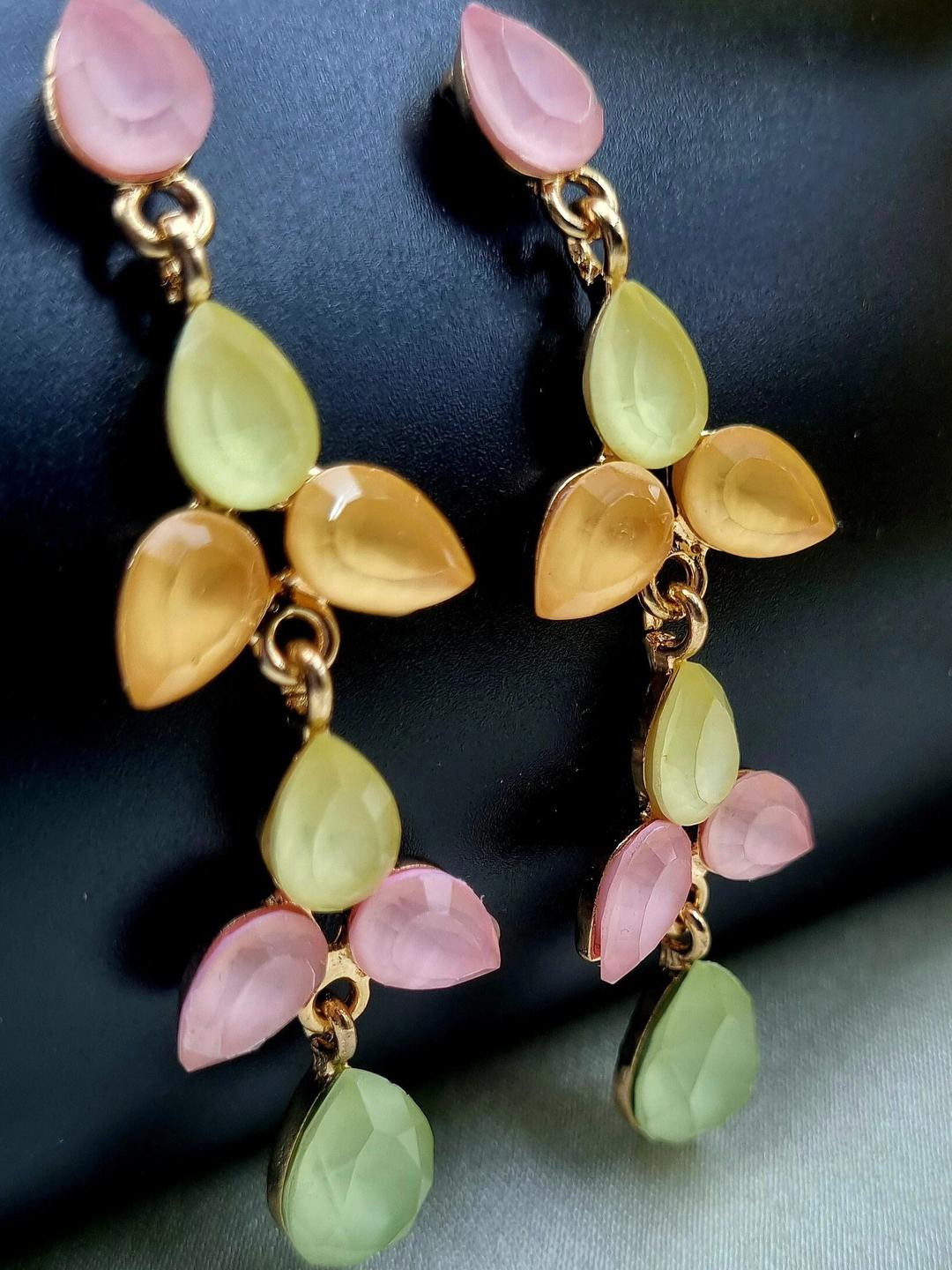 ATTRACTIVE SISTER Women Gold Plated Aartificial Stone Studded Drop Earrings