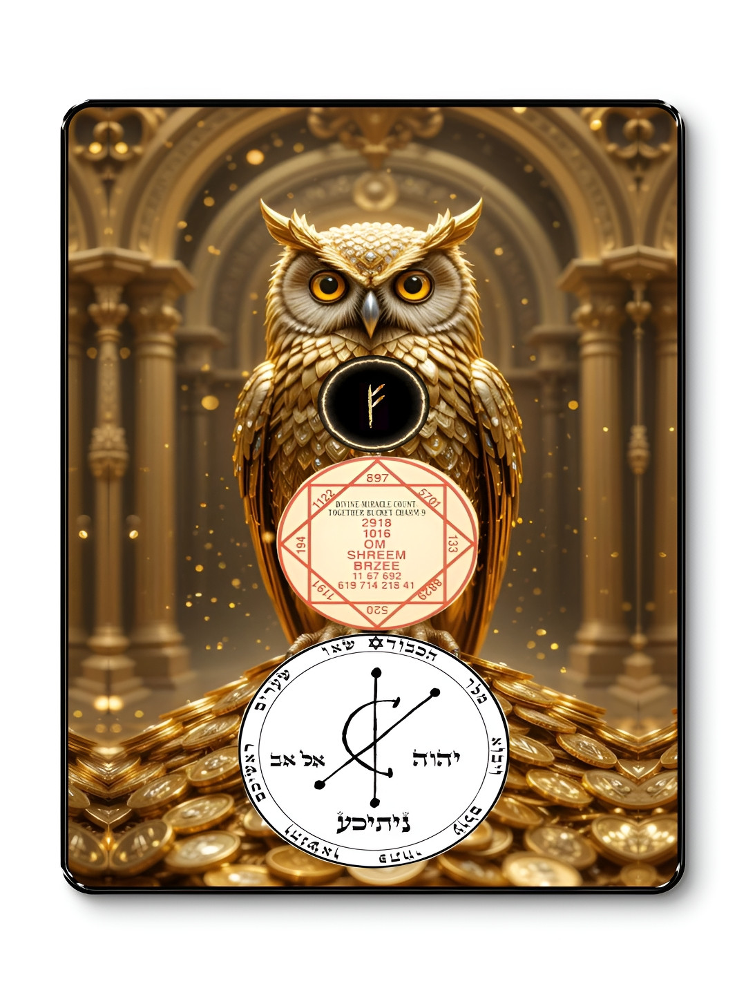 Myntra Elegant Homes Gold-Toned & White Owl Wealth Sigil Wall Art