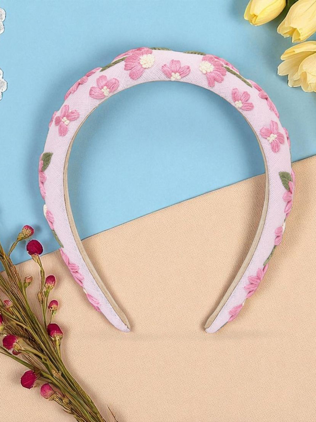 Radhu & Kabby Women Floral Hairband with Delicate Embroidery Design