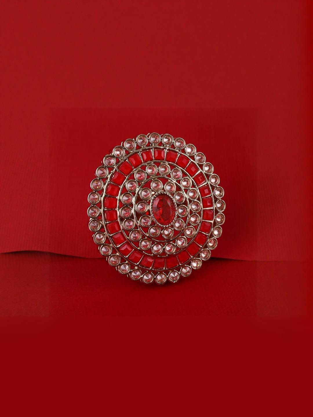 SALONI FASHION JEWELLERY Women Round Shape Gold Plated Adjustable Finger Ring